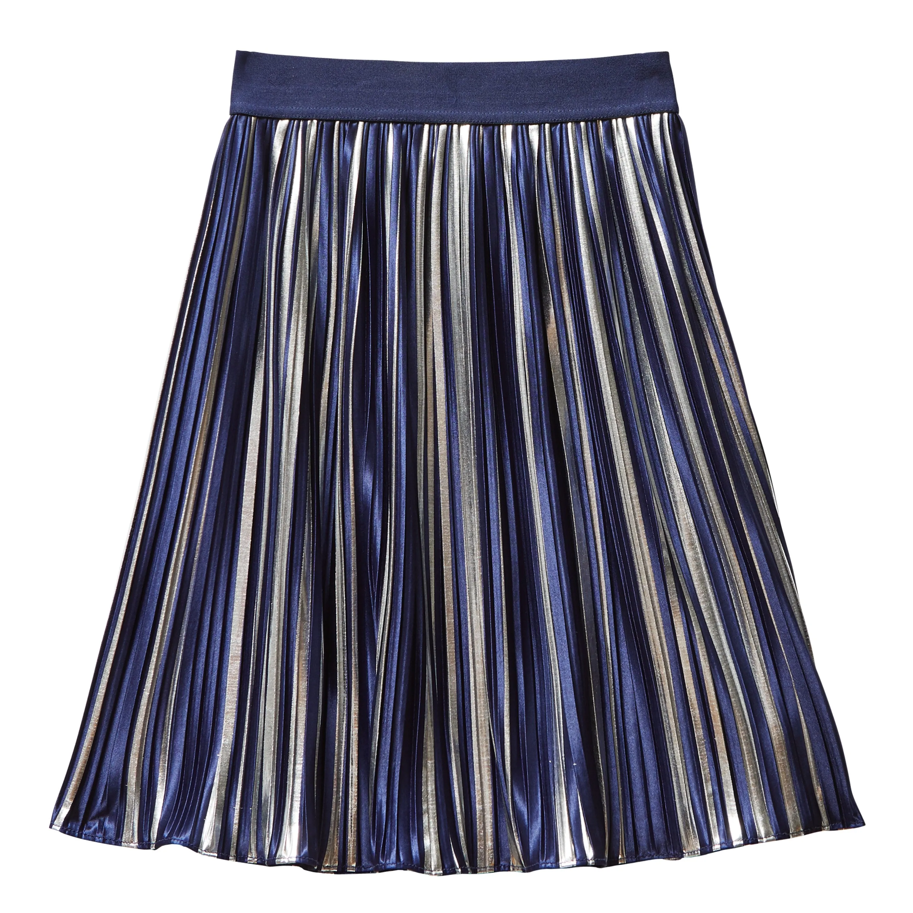 Midi Pleated Metallic Skirt