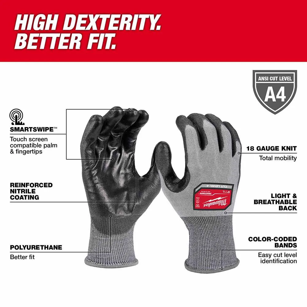 Milwaukee 48-73-8743 High Dexterity A4 Polyurethane Dipped Gloves - Extra Large