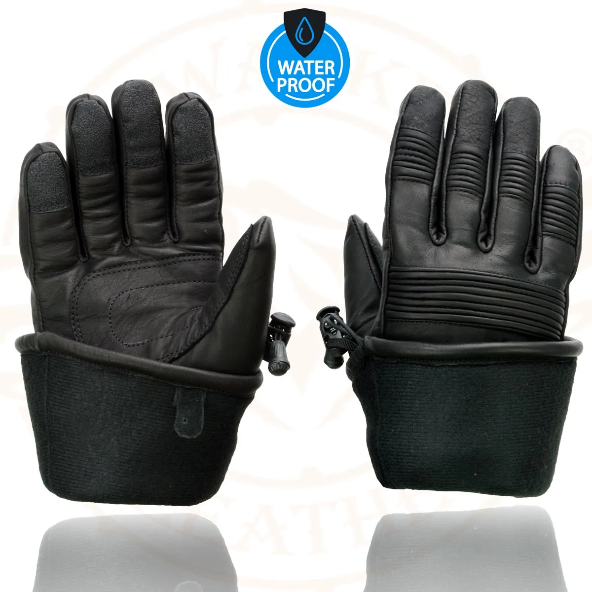 Milwaukee Leather SH294 Men's Black Leather Waterproof Gauntlet Gloves