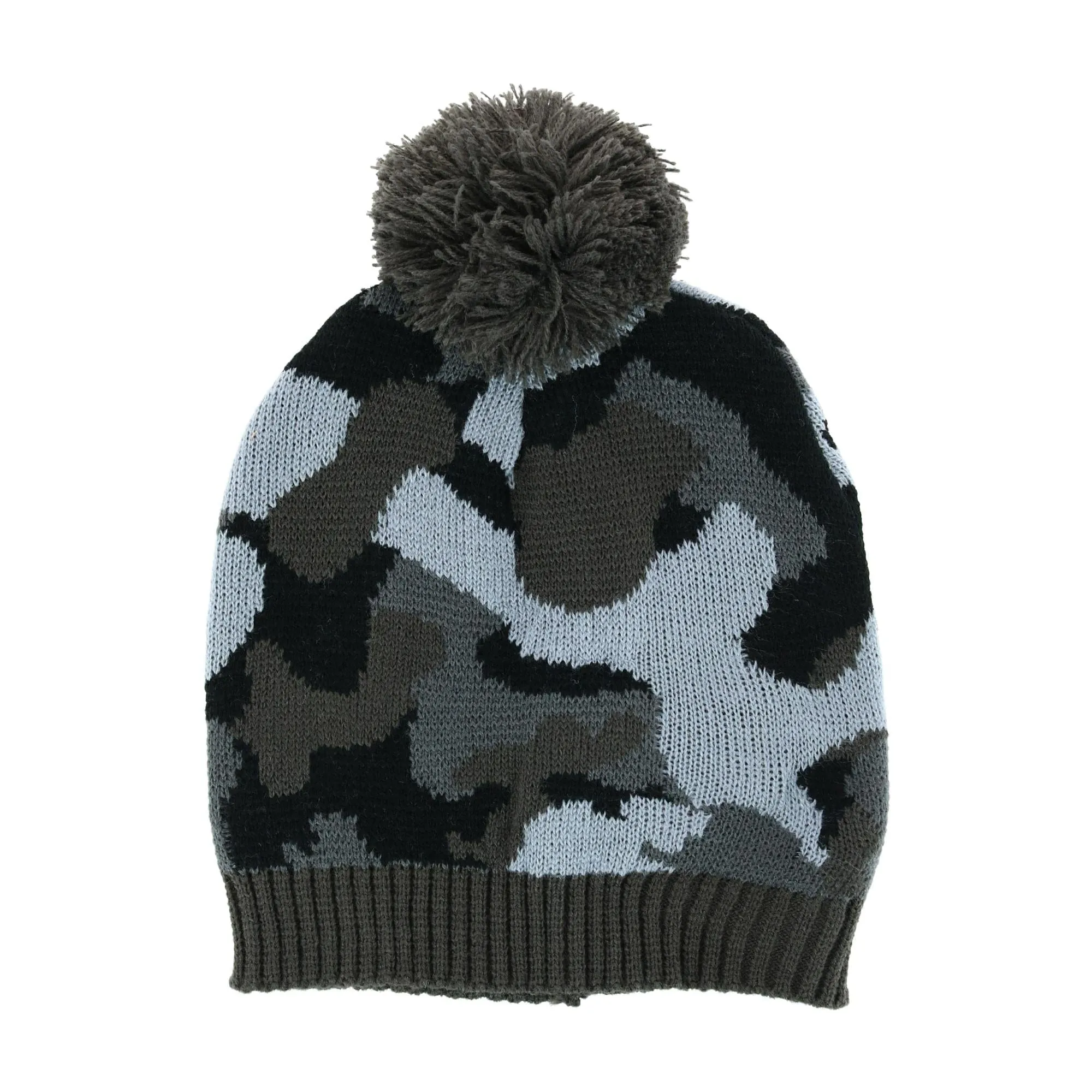 Minus 5 Degrees Boy's One Size Camo Beanie Pom Hat Scarf and Gloves Set