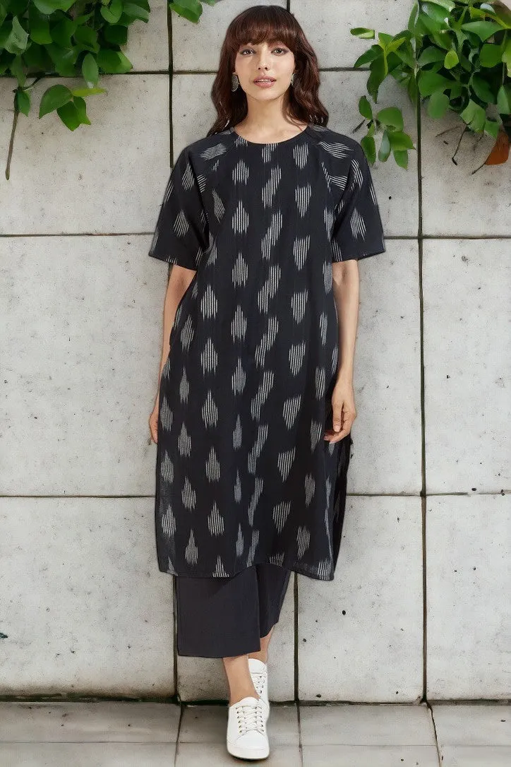 modern tunic with pockets - infinite abyss & ink splatter