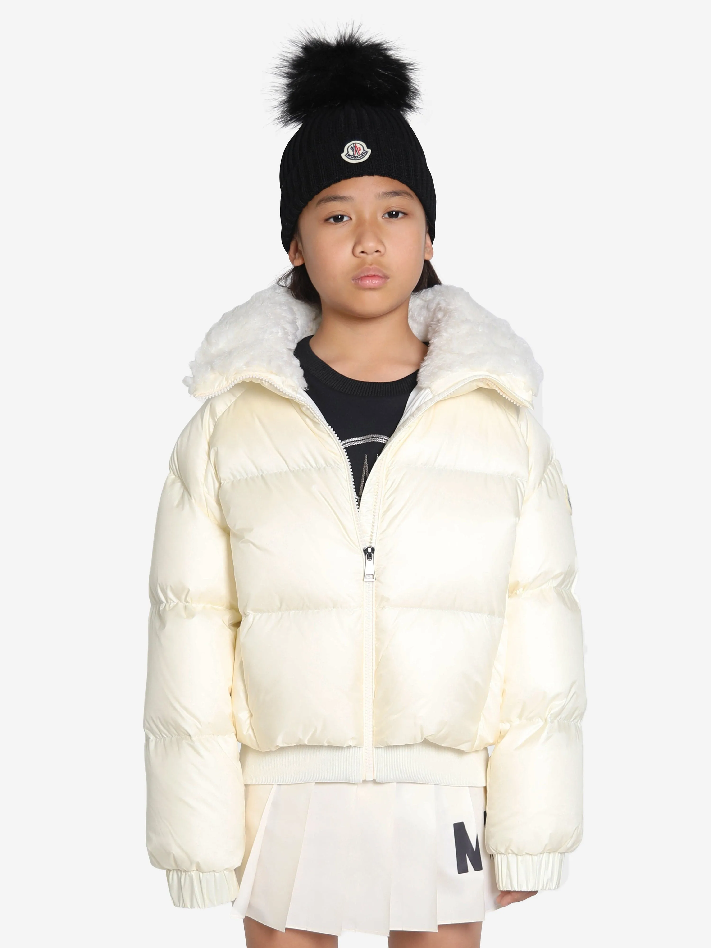 Moncler Enfant Girls Down Padded Glen Jacket in Ivory