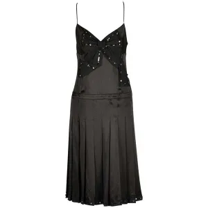 Moschino Black Silk Cocktail Dress with Bow Applique