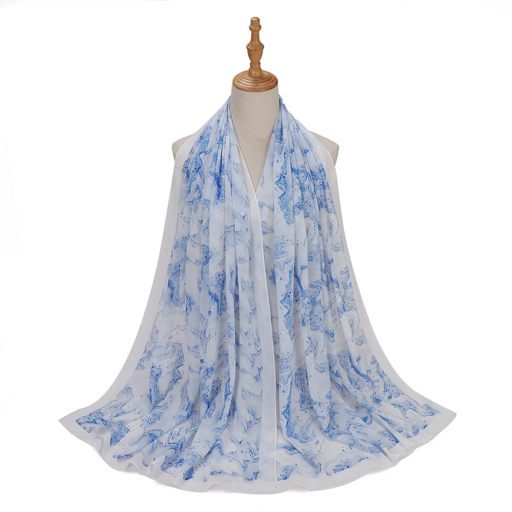 MSL333  New spring and summer pearl chiffon digital printing color scarf New spring and summer pearl chiffon digital printing color scarf