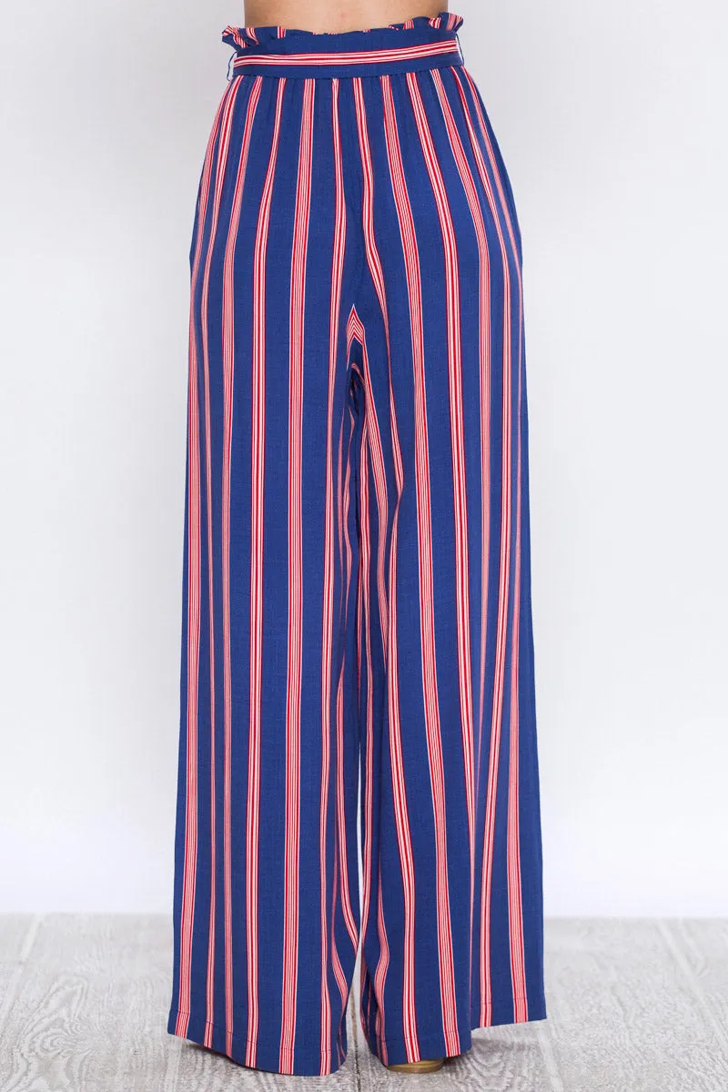 Multi-Color Striped Wide Leg Lounge Pants