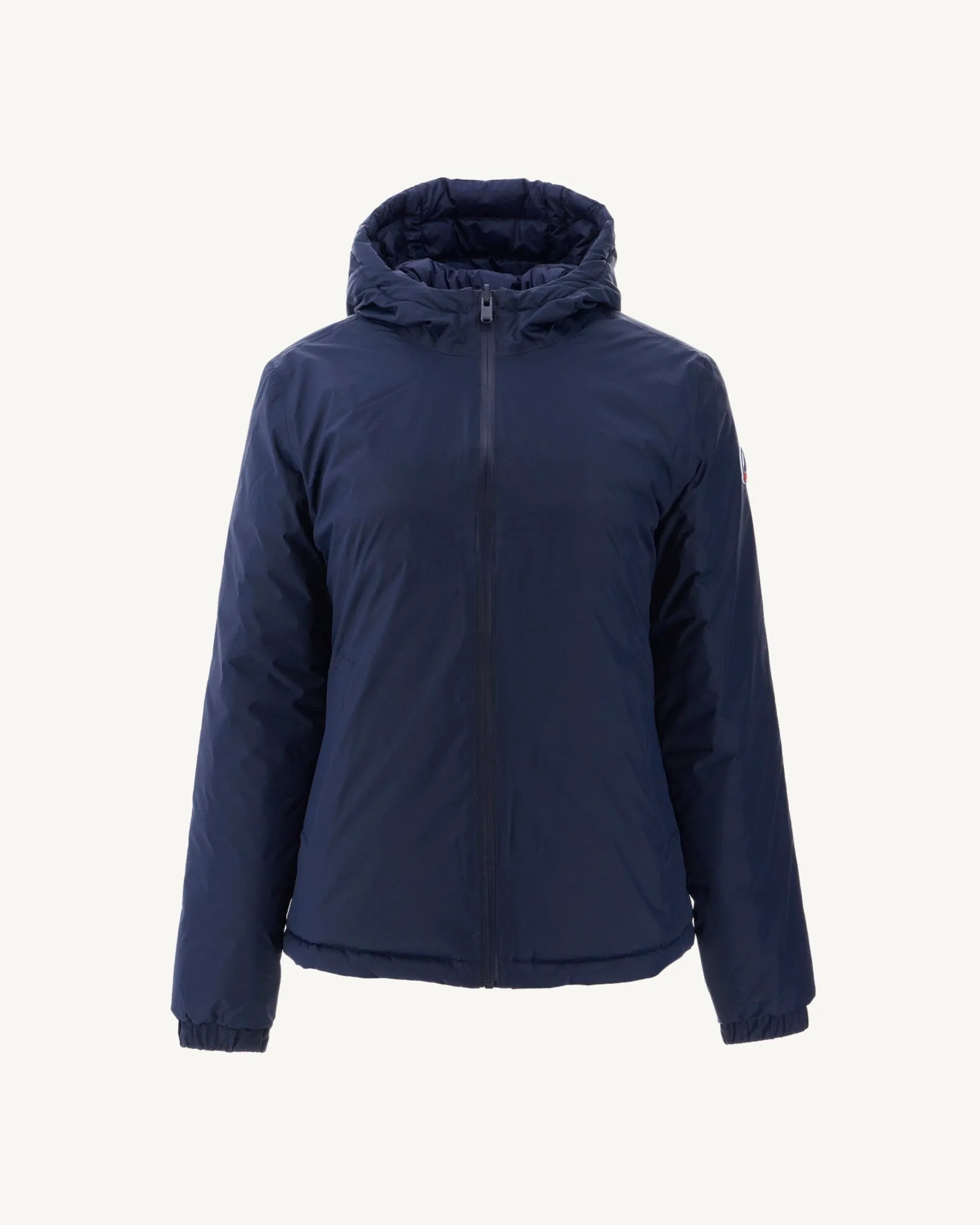 Navy Vienne reversible hooded puffer jacket