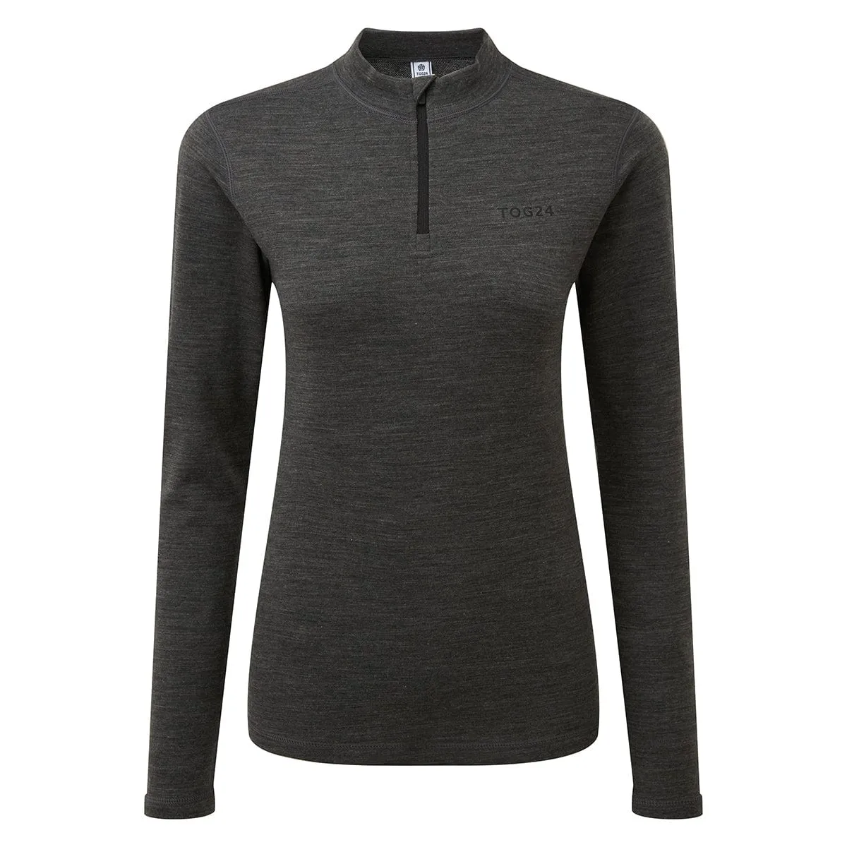 Nevis Womens Merino Base Layer Zip Neck - Grey Marl