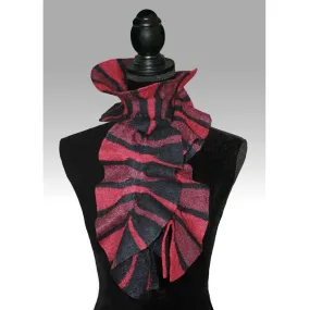 NEW! Royal Striped Scarf in Black with Multi Reds by K.Gereau Textiles