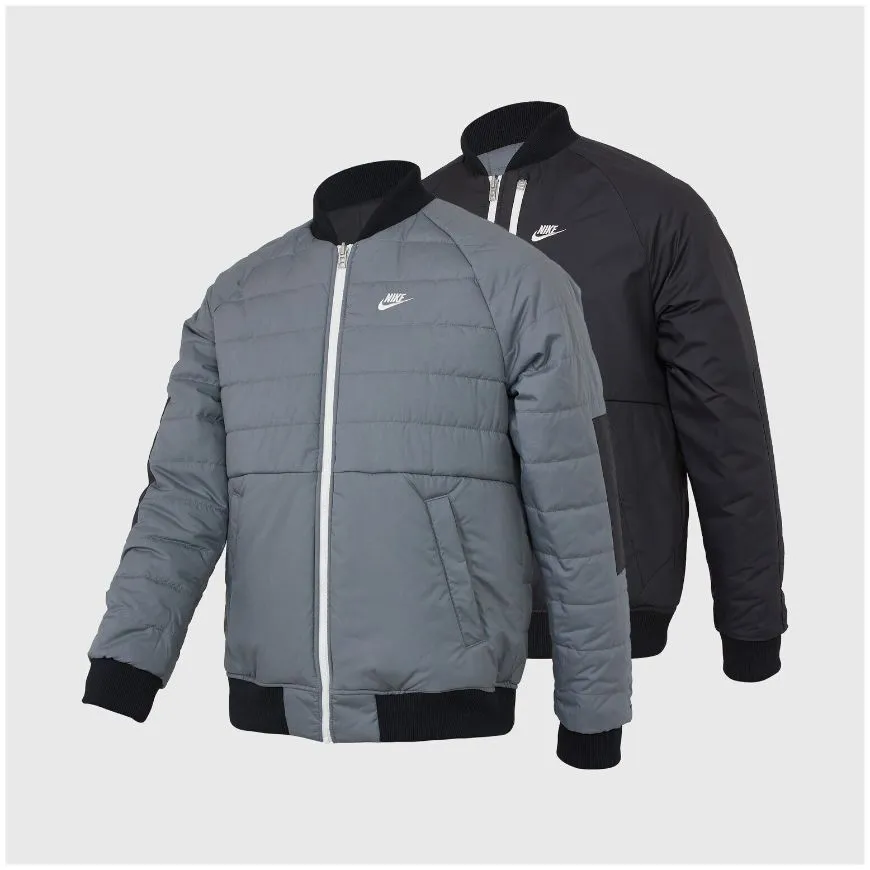 Nike Therma-Fit Legacy Reversible Bomber Men Lifestyle Jacket Black/Smoke Grey