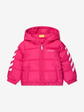 Off-White Baby Girls Bookish Diag Puffer Jacket in Pink