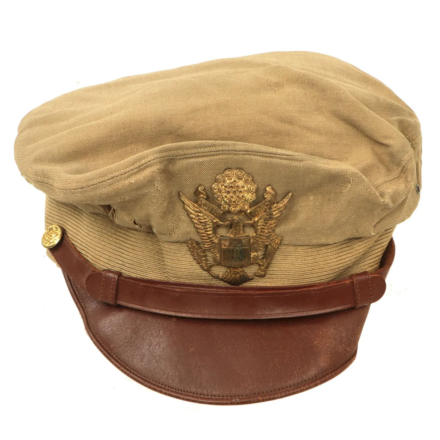 Original U.S. WWII USAAF Named B24 Co-Pilot Shot-Down P.O.W. Officer Crush Visor Cap & Garrison Cap