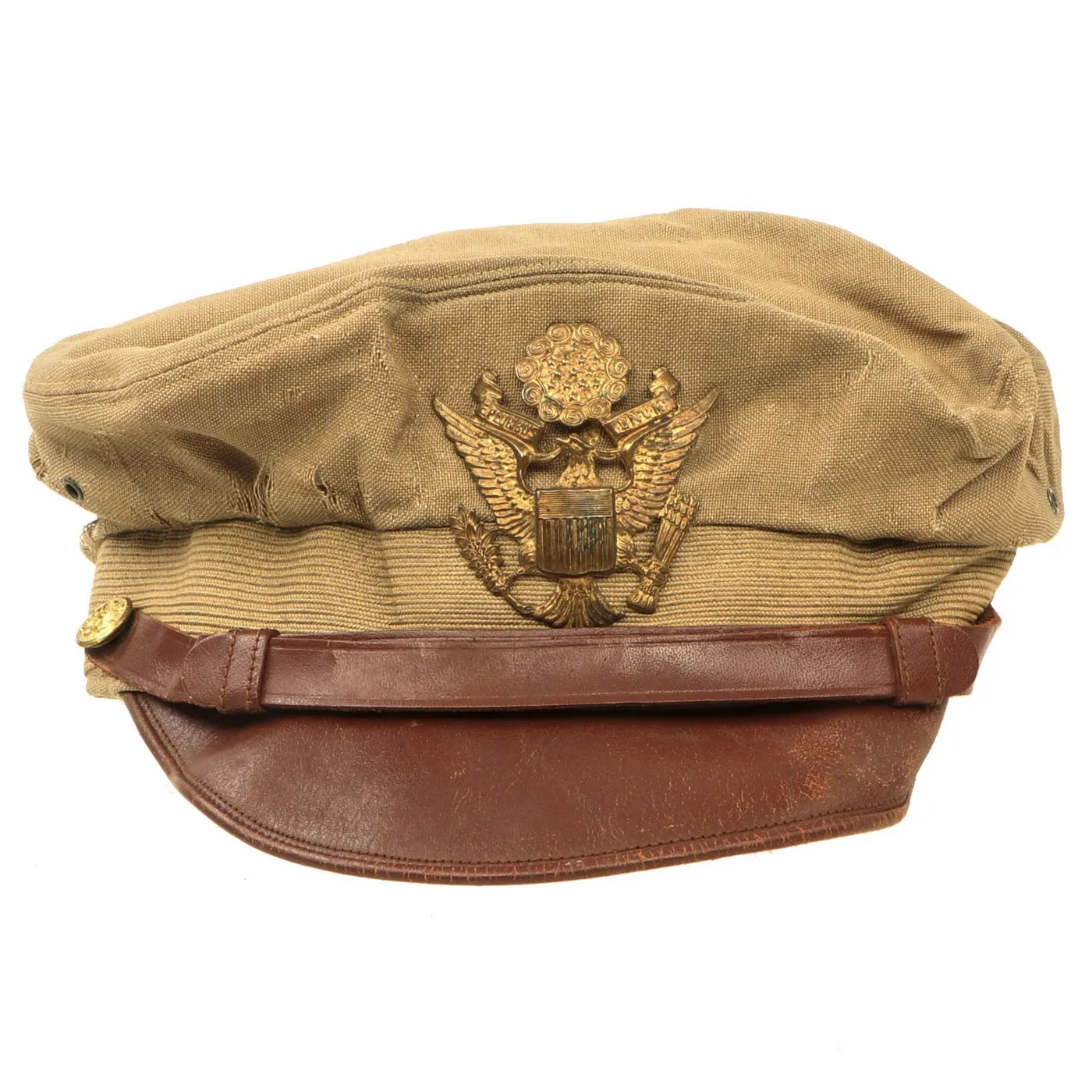 Original U.S. WWII USAAF Named B24 Co-Pilot Shot-Down P.O.W. Officer Crush Visor Cap & Garrison Cap