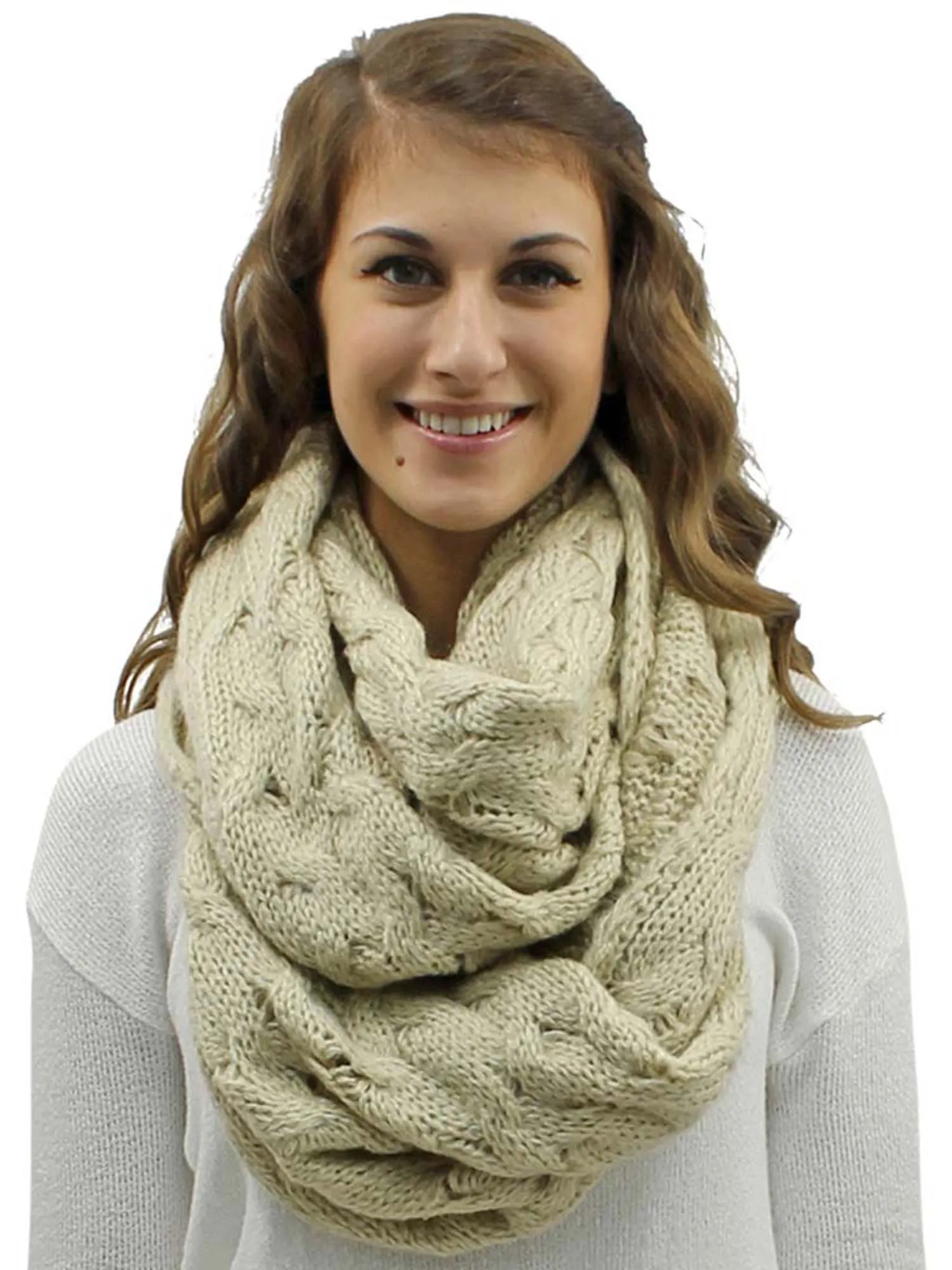 Oversize Chunky Cable Knit Unisex Infinity Scarf