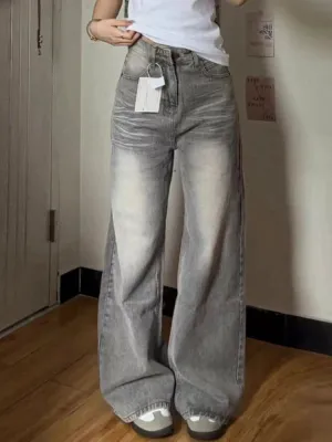 Oversize Jeans Women Y2k Baggy High Waist Old Wide Leg Denim Pants