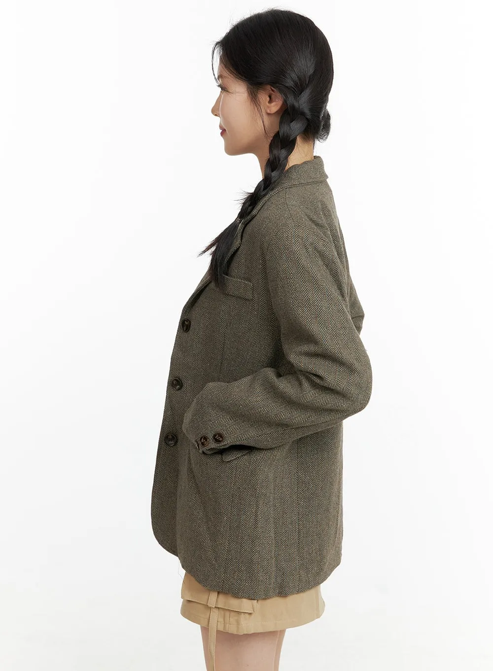 Oversized Buttoned Midi Tailored Jacket OF408