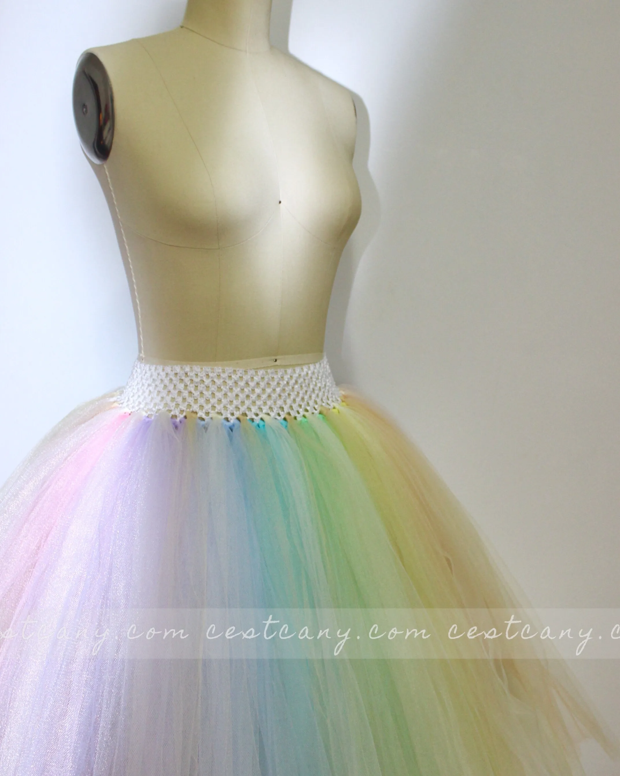 Pastel Rainbow Midi Tulle Skirt