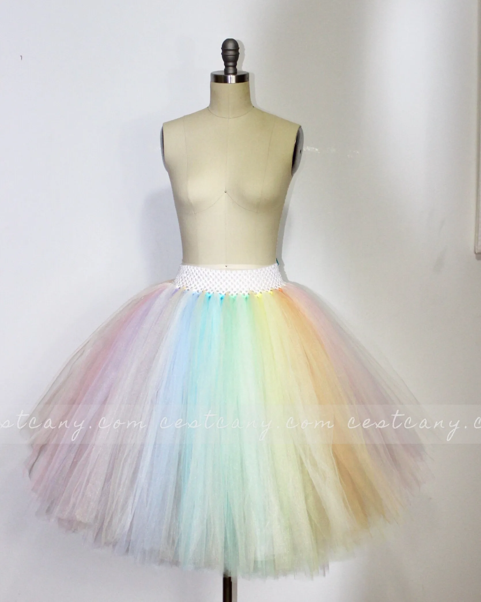 Pastel Rainbow Midi Tulle Skirt