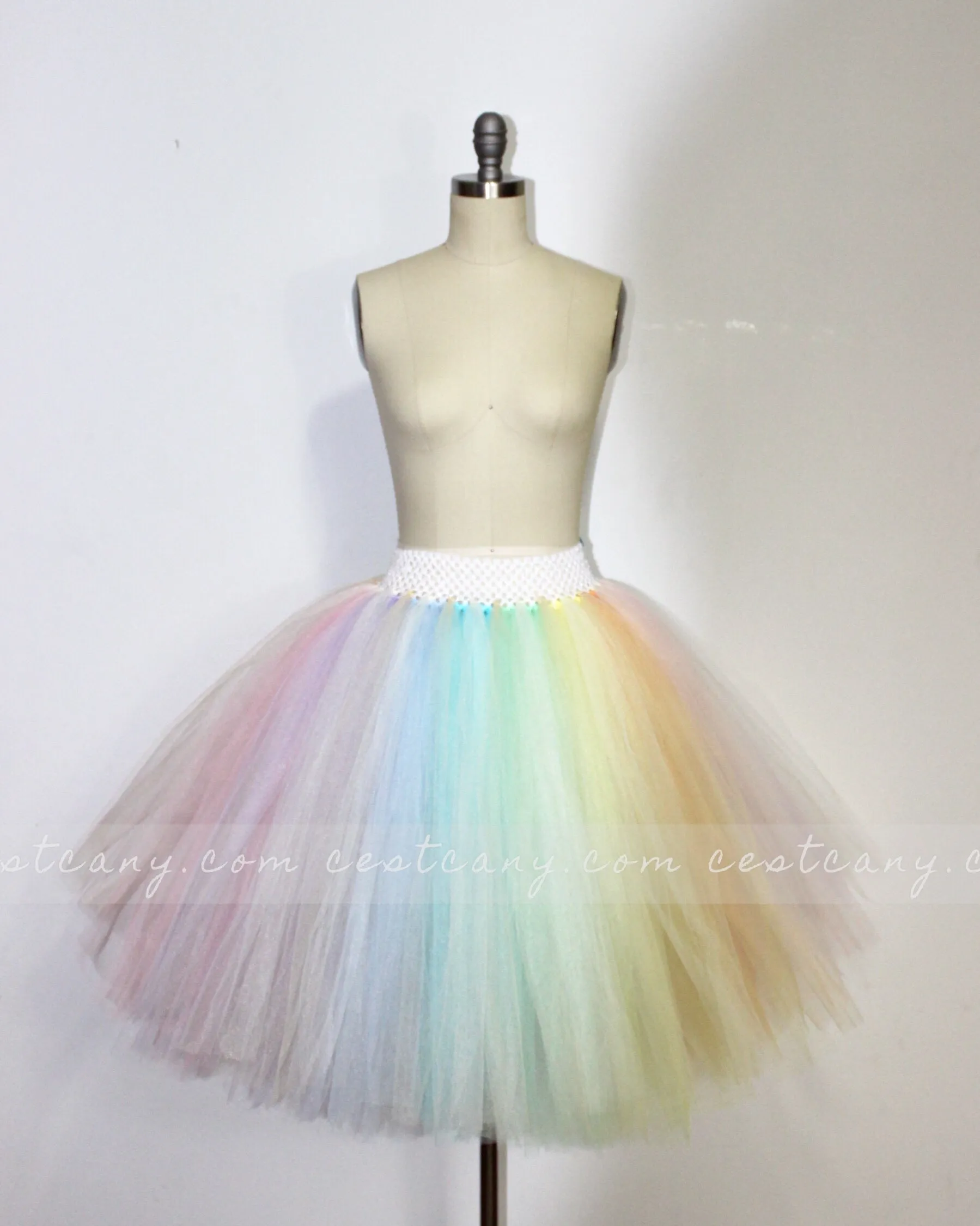 Pastel Rainbow Midi Tulle Skirt