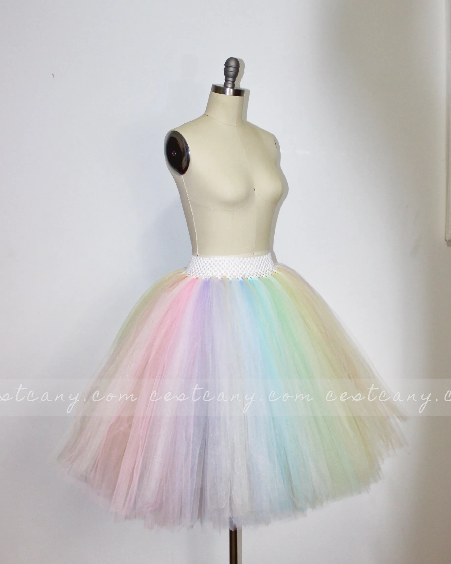 Pastel Rainbow Midi Tulle Skirt