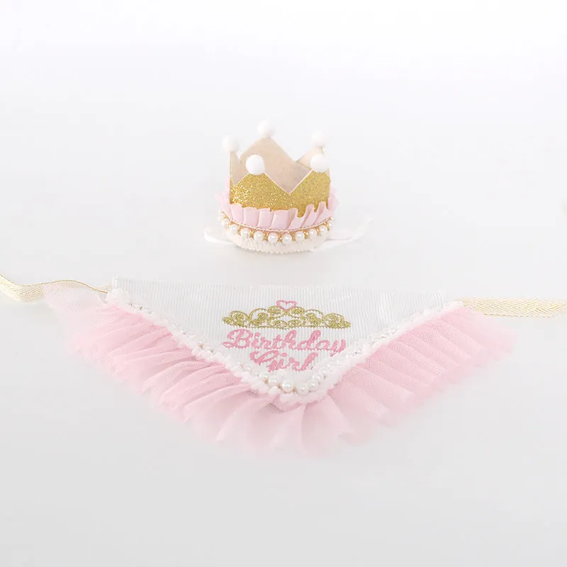 Pet Supplies Dog Birthday Mouth Towel Party Triangle Towel Pawty Cat Dog Crown Headwear Hats Cute Puppy Accessories