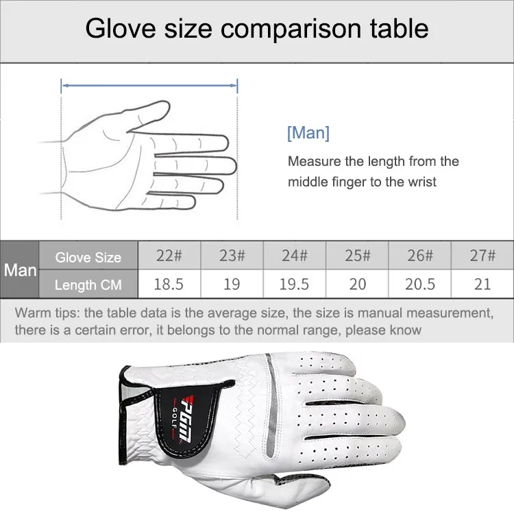 PGM Golf Sheepskin Anti-Slip Single Gloves for Men(Size: 27-Left Hand)