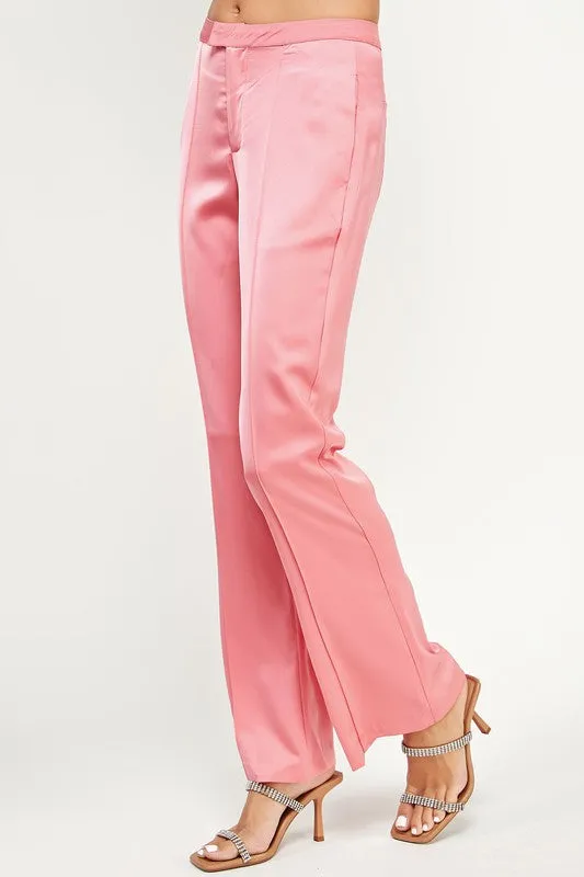 Pink Tailored Satin Pants