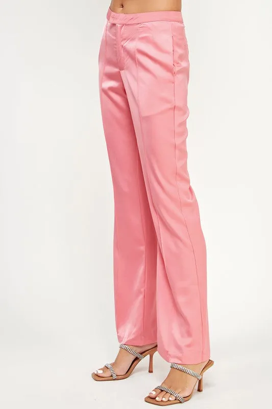 Pink Tailored Satin Pants