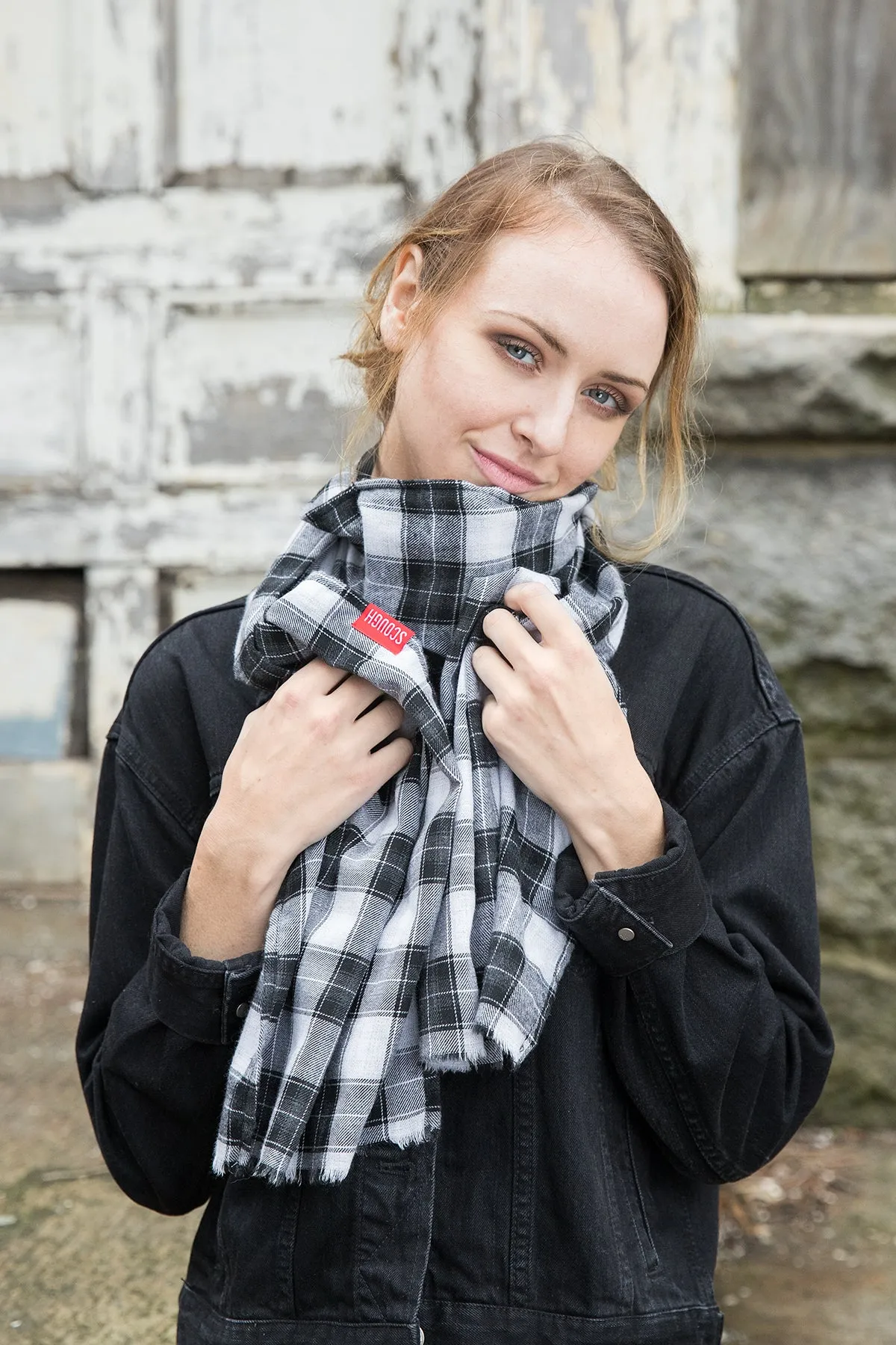 Plaid Scarves with Hidden Pocket