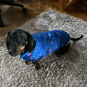 Planet Print Puffer Dachshund Jacket