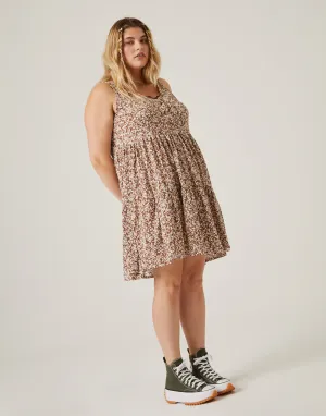 Plus Size Tiered Button Floral Dress