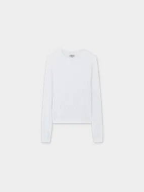 Pointelle Knit Sweater-White