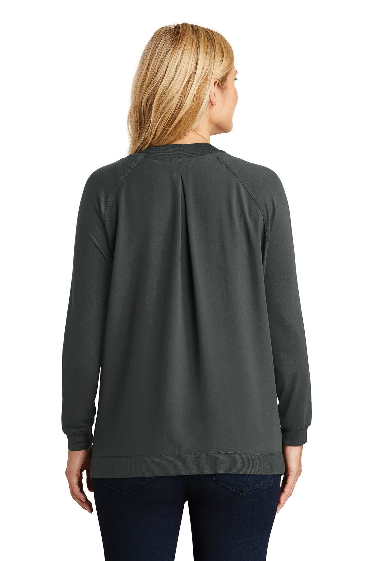 Port Authority Ladies Branded Concept Bomber Cardigans, Grey Smoke