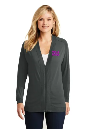 Port Authority Ladies Branded Concept Bomber Cardigans, Grey Smoke