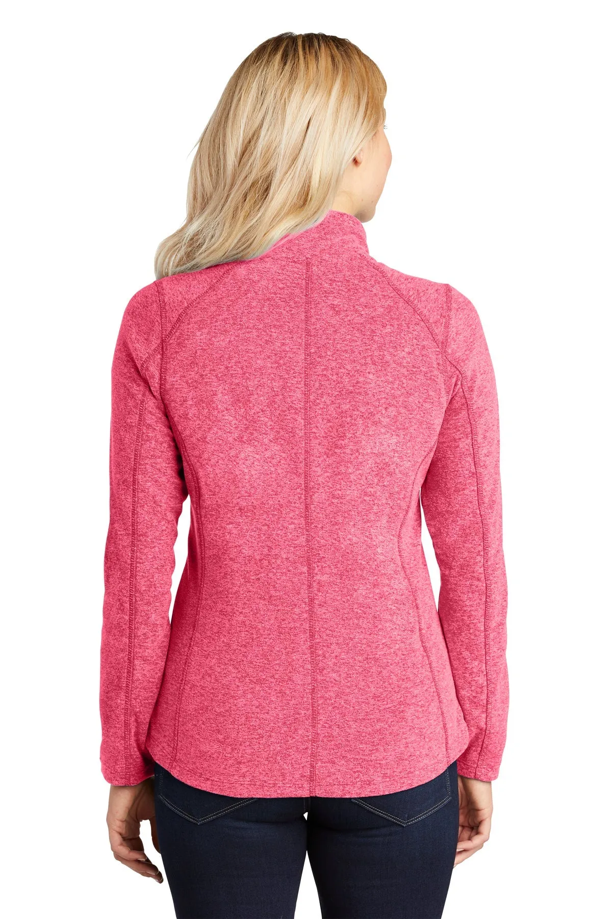 Port Authority Ladies Heather Microfleece Branded Full-Zip Jackets, Pink Raspberry Heather