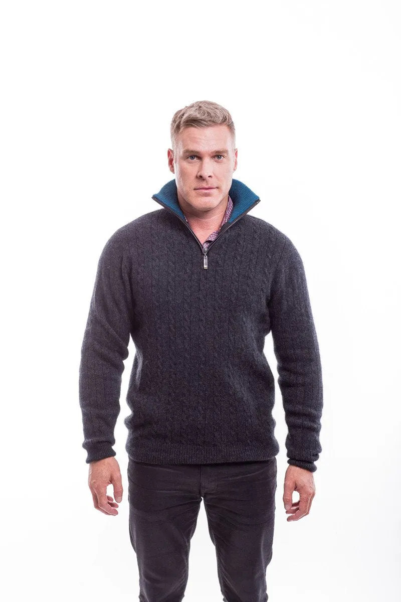 Possum Merino Cable Jersey with Contrast Trim