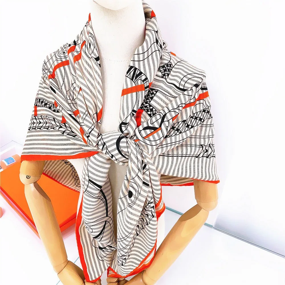 Pre Order:  Carriage Chain Print Shawl Scarf