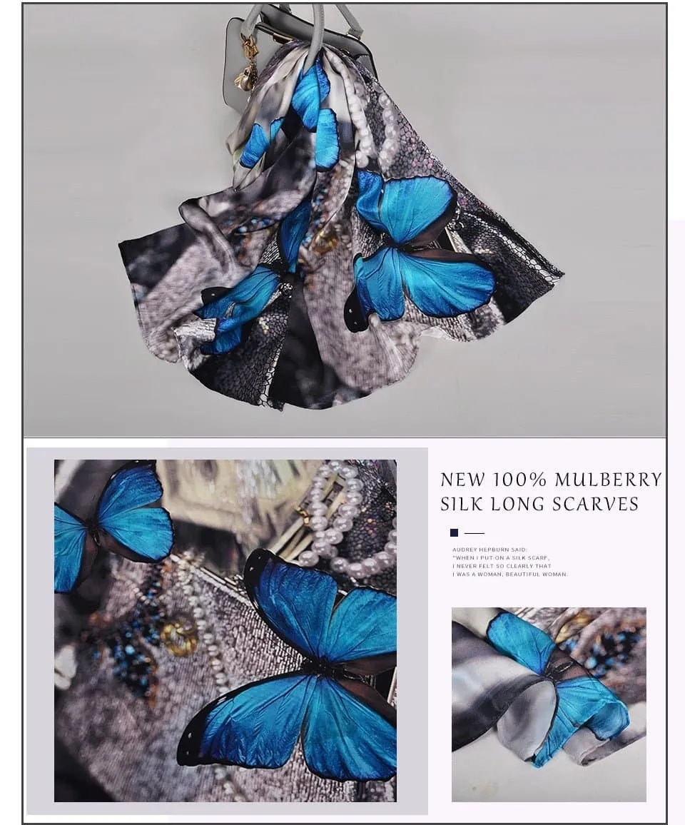 Pure Mulberry Silk Scarf - Luxuriously Soft Silk Scarf with Phoenix Flower Design | BYSIFA