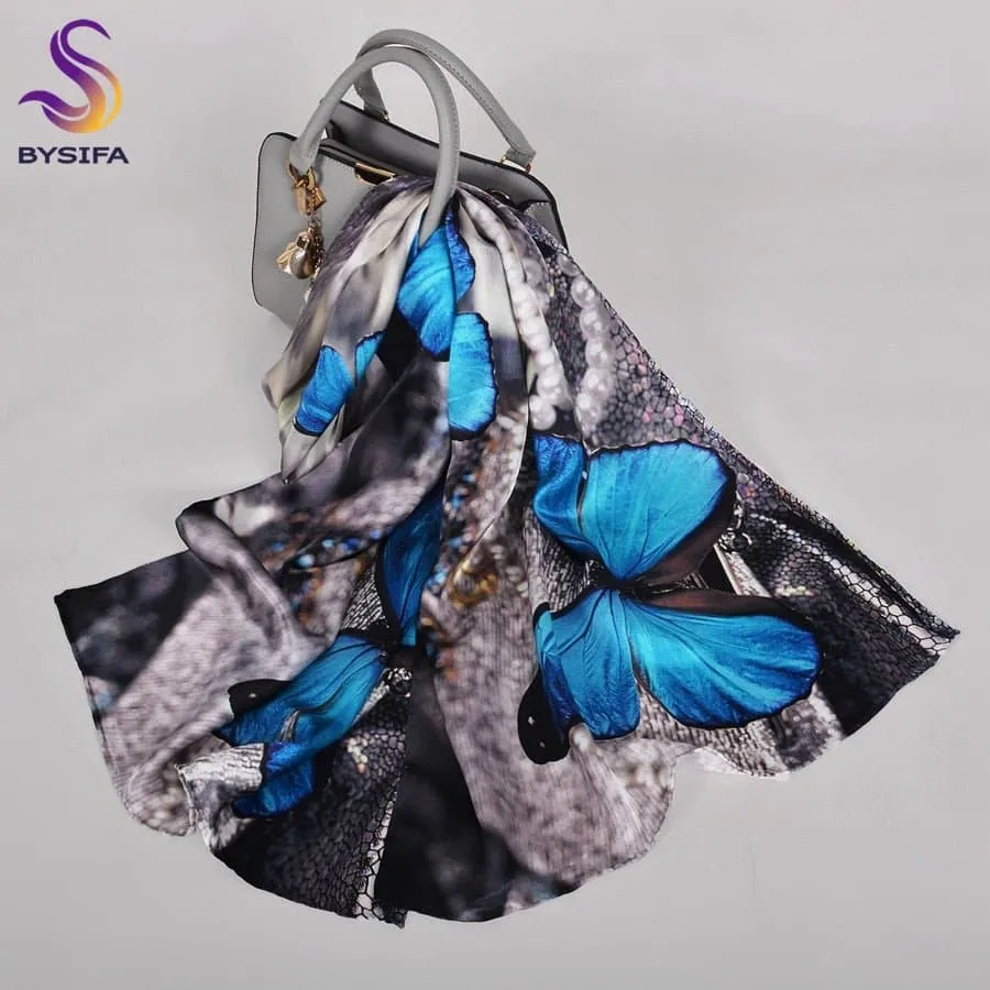 Pure Mulberry Silk Scarf - Luxuriously Soft Silk Scarf with Phoenix Flower Design | BYSIFA