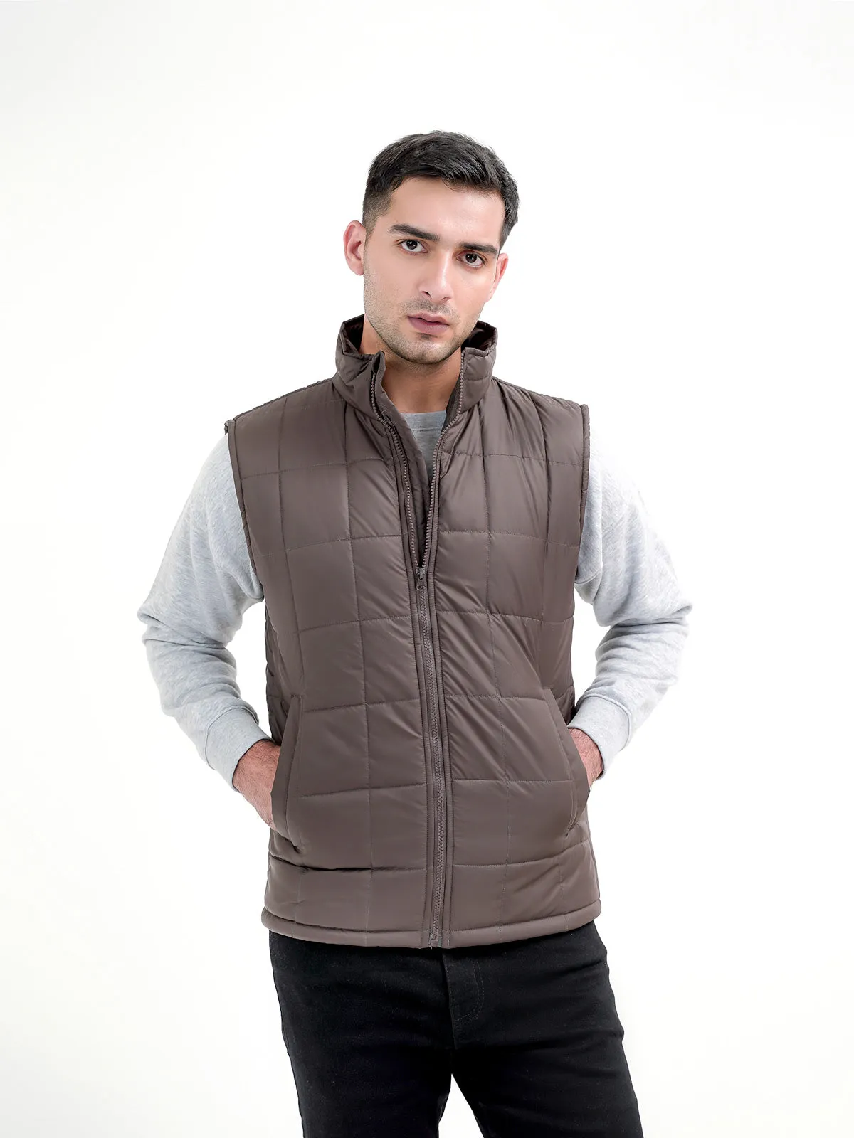 "KRAZ" Sleeveless Zipper Puffer Jacket