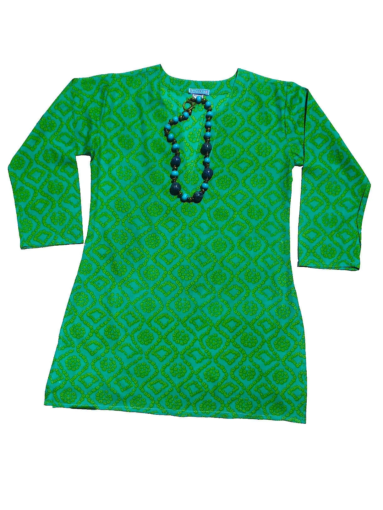 Raja Cotton Tunic Turquoise Green Tie Dye