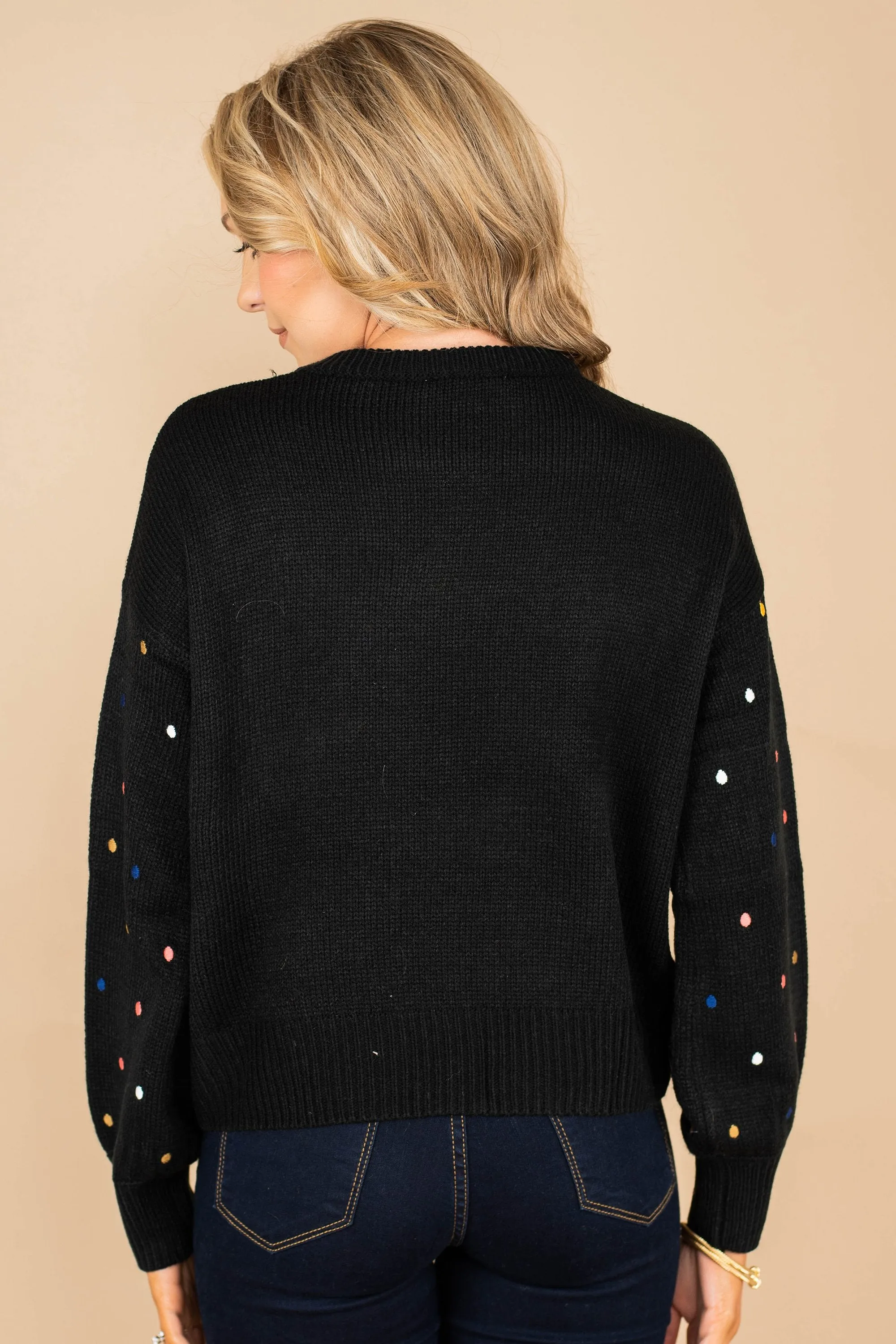 Reveal Your Joy Black Polka Dot Sweater