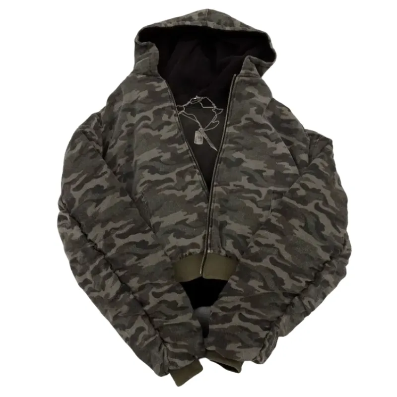 Reversible Camouflage Print Puffer Jacket