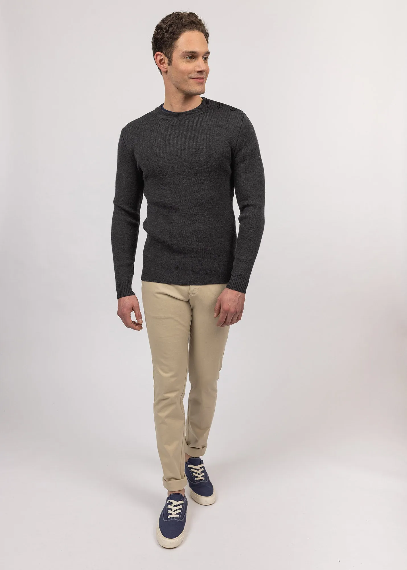 Rochefort sailor jumper - slim fit, in merino wool (ANTHRACITE)