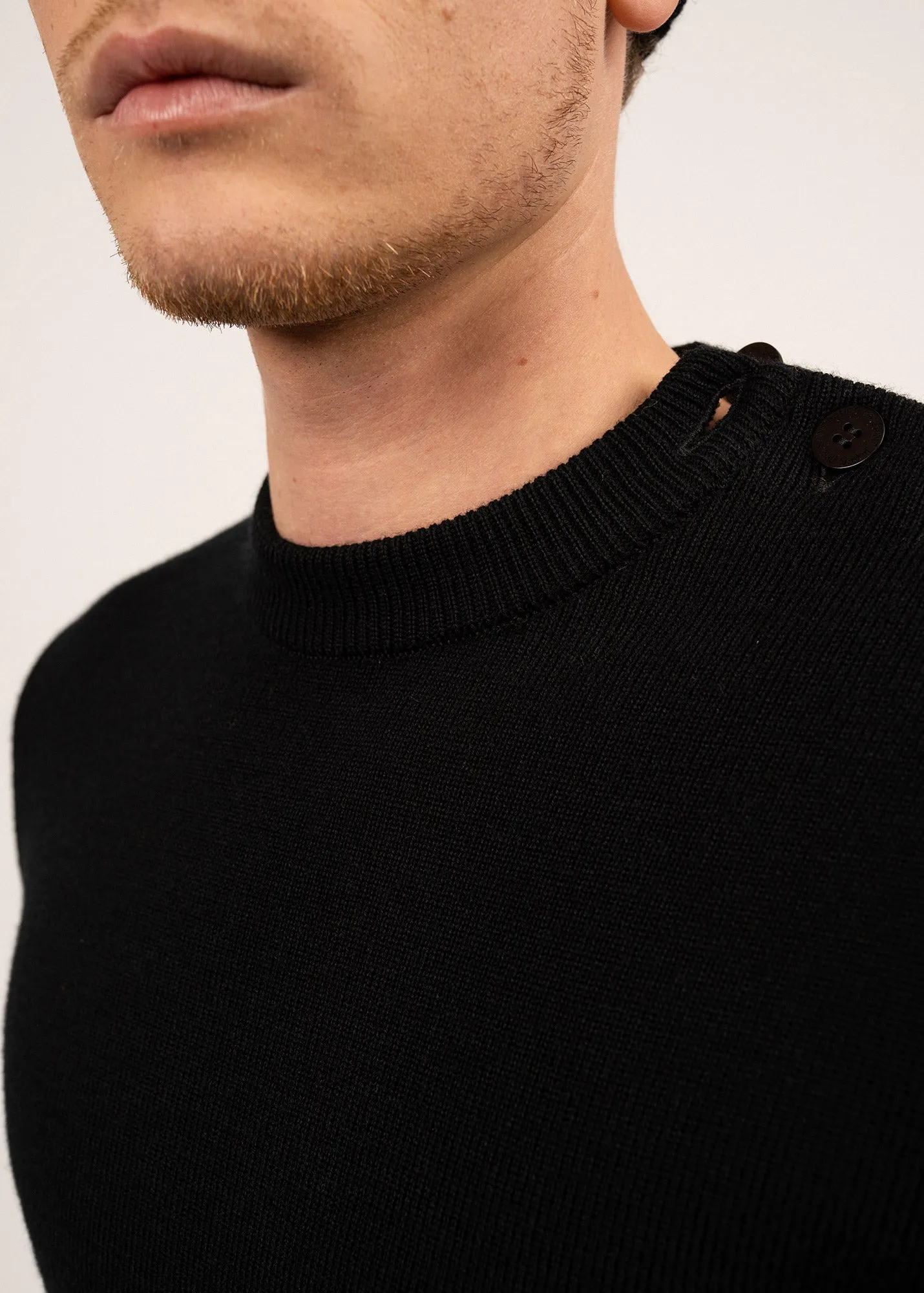 Rochefort sailor jumper - slim fit, in merino wool (NOIR)