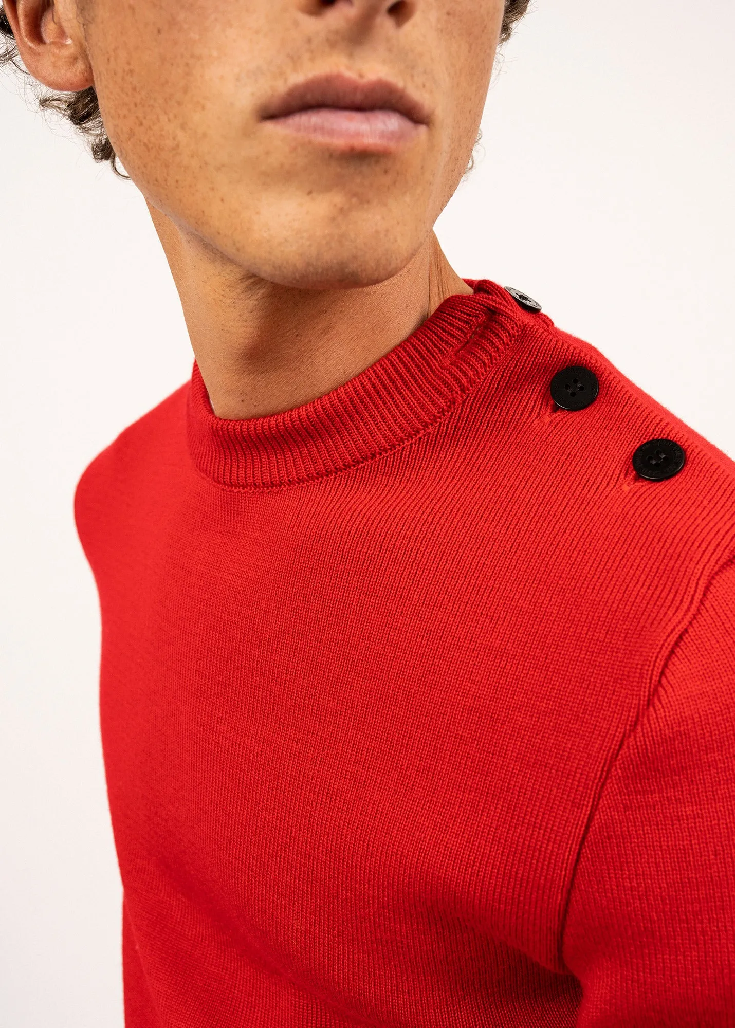 Rochefort sailor jumper - slim fit, in merino wool (ROUGE)