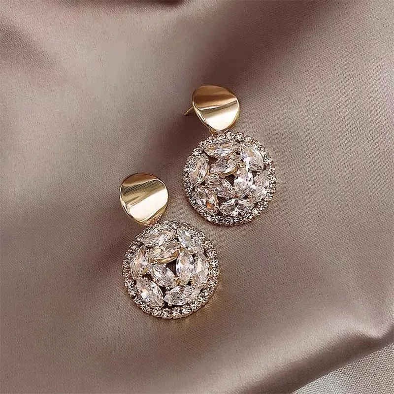 Round Crystal Luxury Wedding Earrings