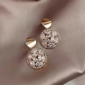 Round Crystal Luxury Wedding Earrings