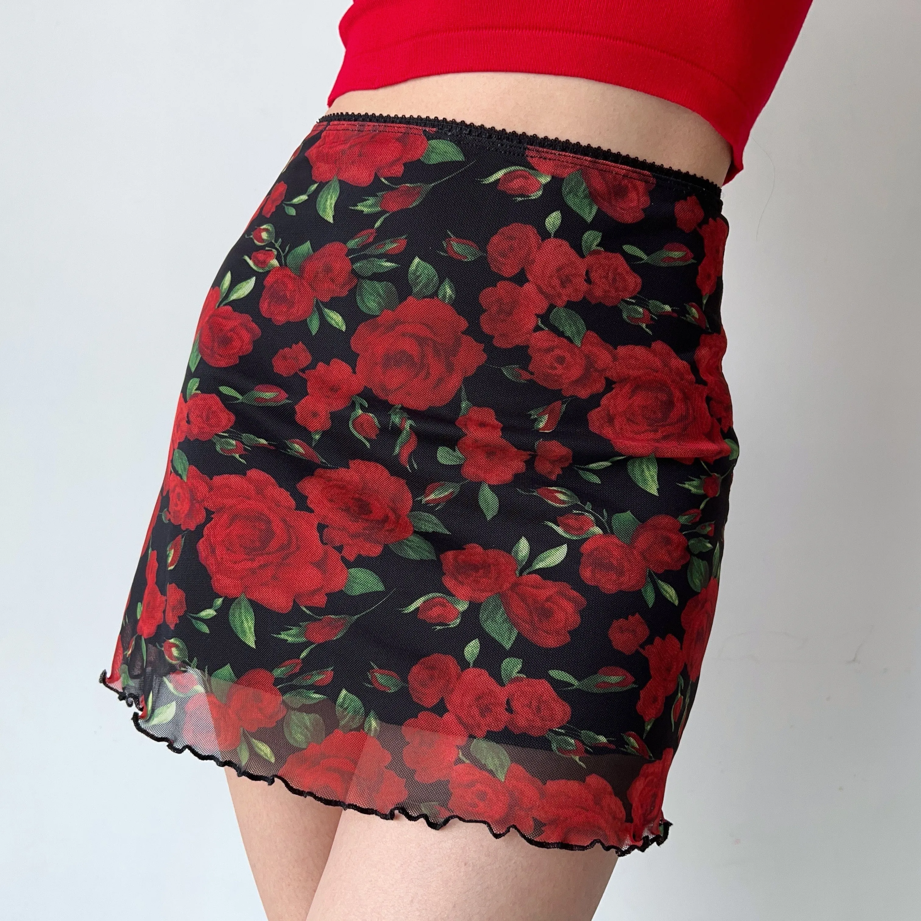 sealbeer - Vintage Roses Mesh Skirt ~ HANDMADE