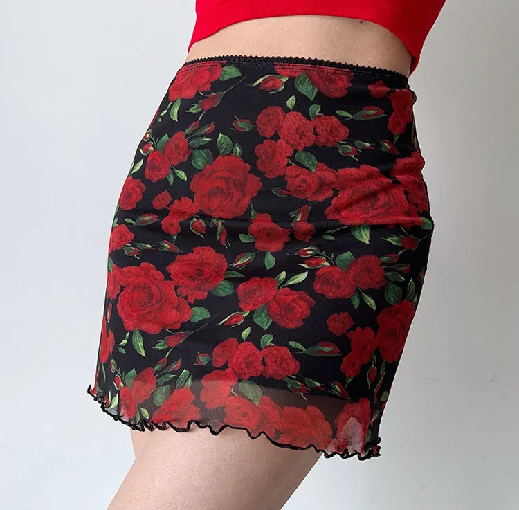 sealbeer - Vintage Roses Mesh Skirt ~ HANDMADE