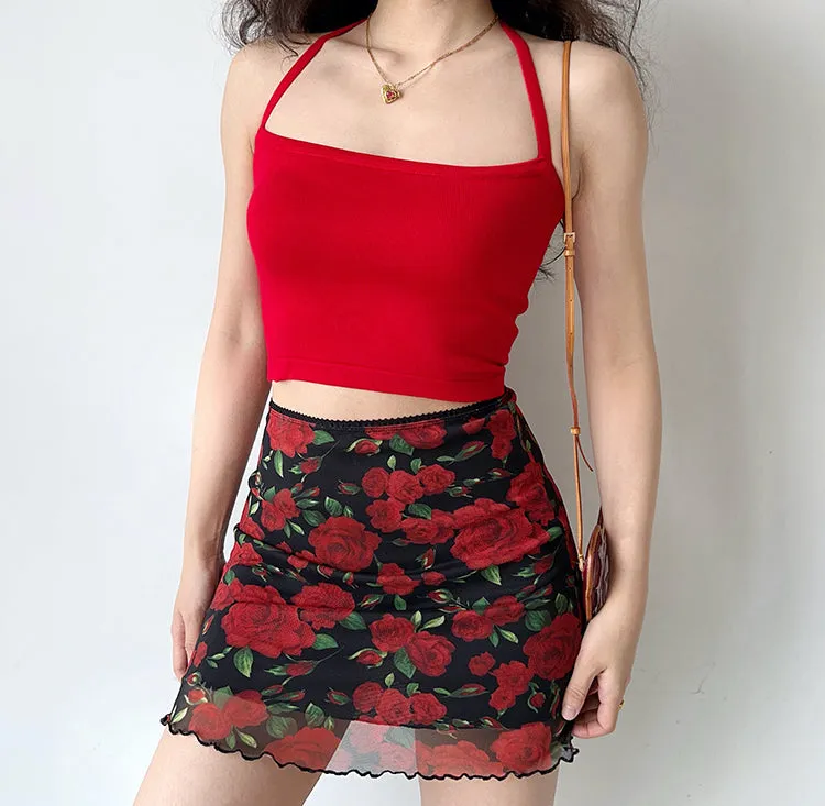 sealbeer - Vintage Roses Mesh Skirt ~ HANDMADE